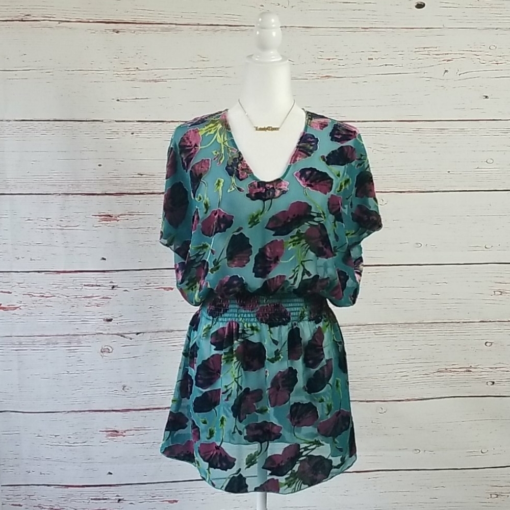 BETSEY JOHNSON // ltd ed burnout velvet floral tunic mini dress